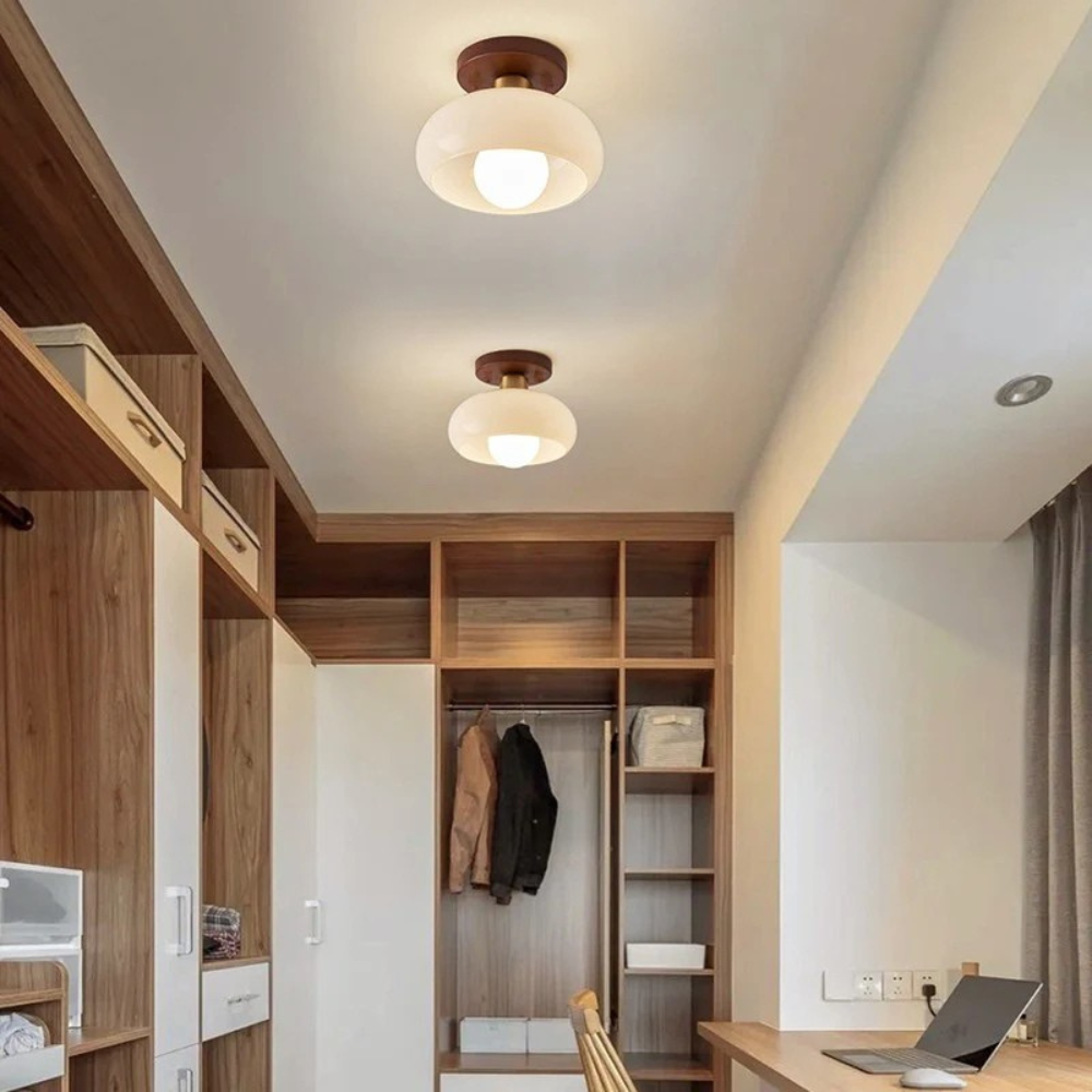 French Bauhaus Cream Ceiling Light
