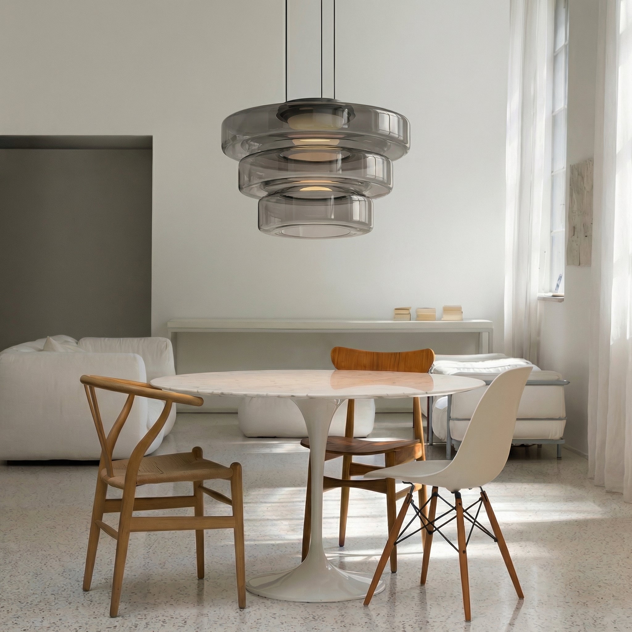 Danish Glass Bauhaus Pendant Light